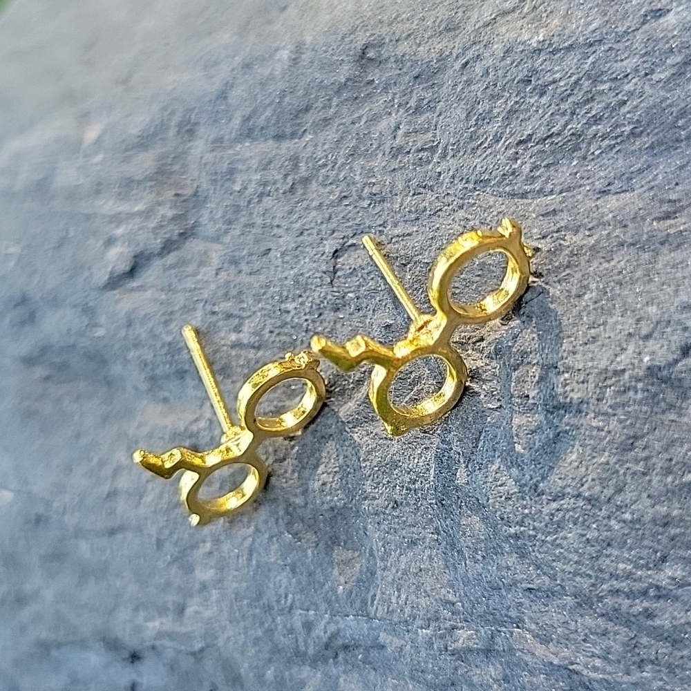 Harry Potter Stud Earrings, 925 Silver, Gold - Picture 3 of 4